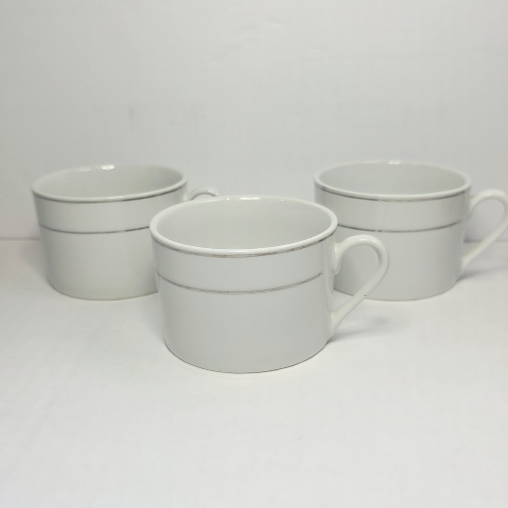 Coffee Cup Gibson Housewares‎ Set of 3 China CLASSIC GOLD Flat Handled Gold Trim